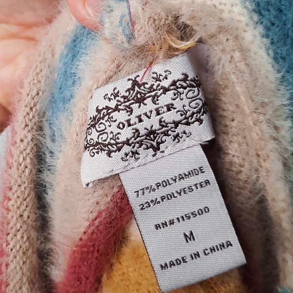 Anthropologie Oliver by Escio Multi Colored Striped Hoodie Sweater M - Picture 4 of 5